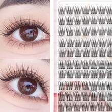 LIMEIKAI 120 Stück natürlich aussehende einzelne Büschel Wimpern, wischige gekreuzte Wimpern mit Fischschwanz-Design, weich und leicht, perfekt für tägliches oder Pendler-Make-up, mehrmals wiederverwendbar - C - Übersicht 9