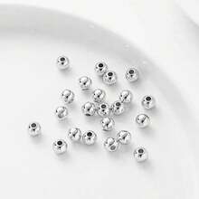 50 Pcs Handmade DIY Jewelry Components [3-8mm] Stainless Steel Small Round Beads Round-Hole Punch Beads Precision Bracelet & Necklace Components DIY Beaded Jewelry Accessories - Silver - View 5