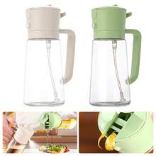 2-In-1 Oil Sprayer & Pourer - Non-Stick Glass Auto-Open/Brush For Fat Loss - Multicolor - View 1