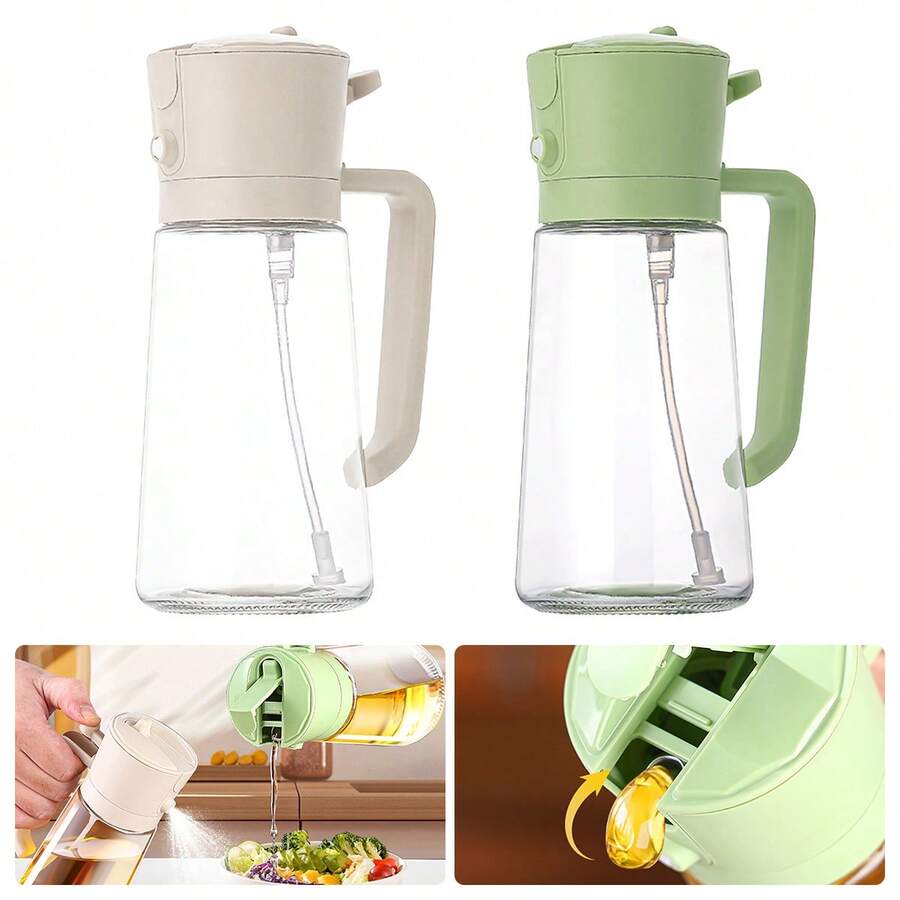 2-In-1 Oil Sprayer & Pourer - Non-Stick Glass Auto-Open/Brush For Fat Loss - Multicolor - View 1