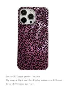 1pc Personalized Foil Leopard Print Shockproof Full Coverage Phone Case Protective Cover For IPhone 11/12/13/14/15/16/17/Pro Max - Purple - View 5