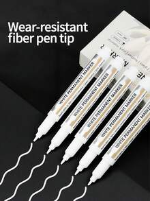 10pcs/Pack 1.0mm White Permanent Marker Pens, ART WALKER Brand, For Metal, Ceramic, Glass, Leather, Film, And Dark Materials Writing, Marking - Marker - View 2