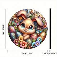 Easter Cartoon Rabbit Print Round Car Cup Coaster - Multicolor - View 5
