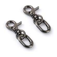 2pcs Swivel Snap Hook, Metal Lobster Clasp With Keyring, Suitable For Keychain And DIY Crafts - Black - View 9