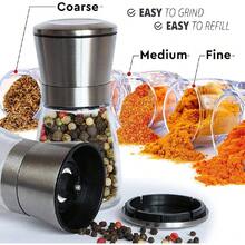 Easy To Use Stainless Steel And Glass Manual Pepper Grinder - Refillable Salt And Pepper Mill, Easily Adjustable Grind Size, Powered-Free Kitchen Tool - Multicolor - View 7