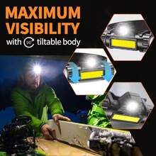 1/2/4PCS Linterna frontal impermeable USB portátil con iluminación de carga dual, linterna LED impermeable, luz de trabajo, camping, pesca, correr y senderismo - 10 piezas - Ver 6