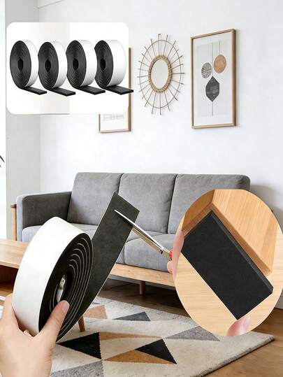 4 مواصفات لوسادات قاعدة السرير القابلة للتخصيص ذاتية اللصق لامتصاص الصدمات - مناسبة لوسادات أثاث مضادة للصدمات والاصطدام والعازلة للصوت للأسرة والطاولات والكراسي، مع خصائص مضادة للانزلاق ومقاومة للتآكل