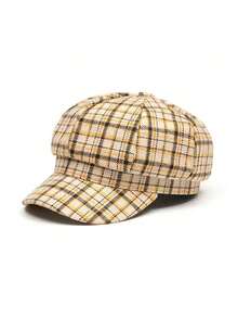 1pc Unisex Classic Houndstooth Plaid Retro Fashion Casual Newsboy Cap/Beret, Suitable Autumn/Winter Outdoor, Street, Travel - 彩色 - 查看 10
