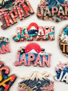 1 Peça Ímã de Geladeira com Letra Japonesa, Ímã de Resina com Tema Ukiyo-E, Ímã Lembrança de Viagem, Ímã de Paisagem de Landmark Pintado em 3D, Coleção Criativa de Viagem, Presente Criativo de Decoração Doméstica, Ímã de Geladeira de Resina PVC Relevo 3D de Alta Qualidade, Decoração de Cozinha, Ímã de Paisagem Famosa, Presente de Decoração Doméstica para Amantes de Viagem - Multicolorido - Visão 4