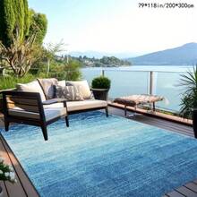 1pc Gold Diamond Velvet + 850g/㎡ + Pointed Stucco Bottom Printed Carpet, Modern Blue Ocean Style, Non-Slip And Durable, Retro Bohemian Modern Holiday Carpet, Moroccan Washable For Yard, Patio, Balcony, Picnic Outdoor Decor, Study Entrance Hall Indoor Carpet Mat, Long Corridor Carpet - Multicolor - View 14