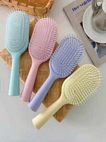 1pc Macaron Color Upright Portable Cute Anti-Static Hairbrush, Suitable For Men And Women With Long Hair - Multicolor - View 3