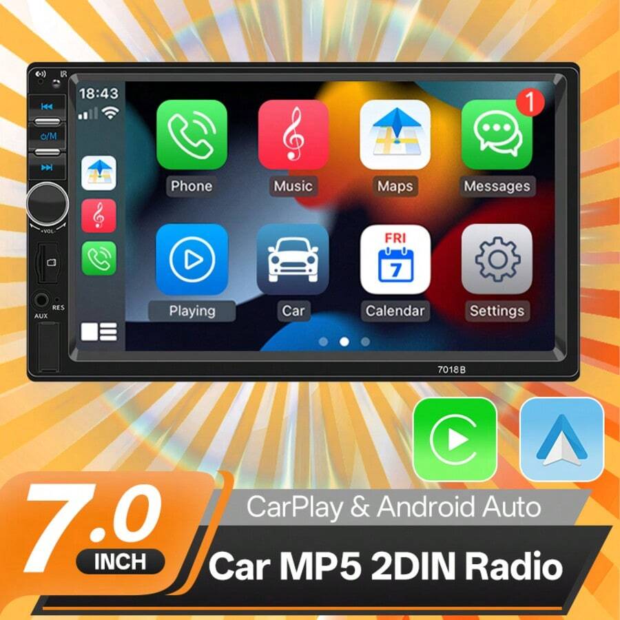 7 Inch Car Radio 2Din MP5 Multimedia Player Touch Screen FM ISO Power AUX Input Bluetooth USB Mirror Link Auto Radio Double DIN - Excluding SWC and Rearview Camera - View 1