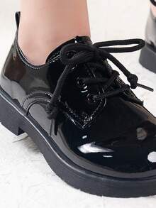 2026 Spring Baby Lace-Up Leather Shoes, Children's Soft Leather Casual Outdoor Flat Shoes, Round Toe Boys Leather Shoes 1-3 Years Old - Black - View 6