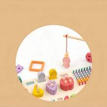 Children's Montessori Counting Math Number Vertical Arrangement Game, Wooden Geometric Shape Sorting Educational Toys, Fishing Board - Multicolor - View 6