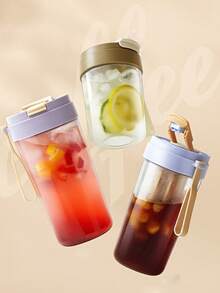 1个带滤网和吸管的咖啡杯，冷萃咖啡杯，非常适合盛装冰咖啡、果汁、冰沙，也适合旅行携带——可重复使用——是送给朋友的完美礼物 - 彩色 - 查看 5