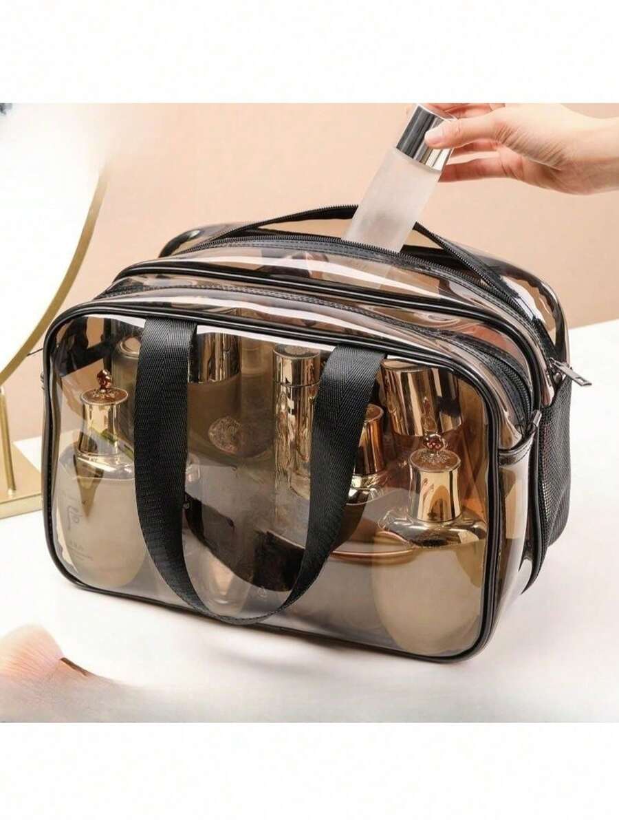 PVC Waterproof Toiletry Bag, Candy Color Toothbrush Case, Portable Transparent Toothbrush & Toothpaste Storage Box For Travel,Room Decor - Multicolor - View 1