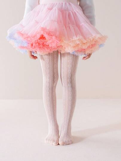 1pc Children's Spring/Summer Anti-Snag Sheer Socks, Heart Pattern Decor, Simple Versatile Lightweight Breathable White Mesh Socks, Cute Casual Comfortable Soft Leggings, Suitable For Back To School, Parties, Performances, Leisure Activities