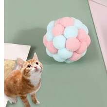 3pcs/5pcs Cat Macaroon Plush Balls, Pet Elastic Bell Ball Self-Entertaining Toy, 7-Color Fluffy Ball Cat Teaser Toy - Multicolor - View 2