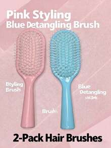 1pc Macaron Color Upright Portable Cute Anti-Static Hairbrush, Suitable For Men And Women With Long Hair - Multicolor - View 7