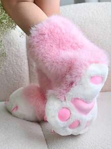 Furry Animal Paw Shoes For Adults Cosplay Wolf Cat Dog Fox Fursuit Feet Claw Boots Accessories - Hồng - Xem 2