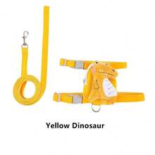 PETCHIC Cute Dinosaur Design Dog Harness Leash Set, Includes Backpack And Leash, Adjustable Soft Plush Material, Zipper Pocket, Suitable For Small Dogs & Cats, Non-Pulling, Pet Lover Birthday Gift & Pet Supplies - Multicolor - View 10