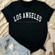 Camiseta Feminina Los Angeles  Streetwear T-shirt Camisa Blogueira Oversized - Preto - Visão 6