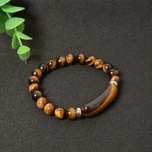1pc Acrylic Bridge Card Beaded Bracelet, Unisex - Coffee Brown - View 2