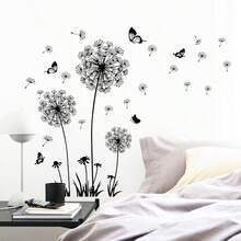 1 Set Of Black Dandelion Self-Adhesive Wall Decals - Black - View 4