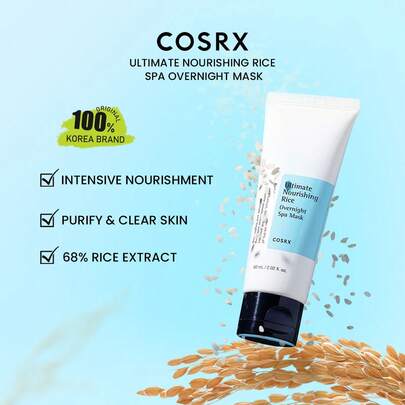 COSRX 大米萃取滋养睡眠面膜，大米萃取SPA护理，亮肤保湿霜，轻盈不油腻配方，适合暗沉干燥肌肤，韩国护肤必备