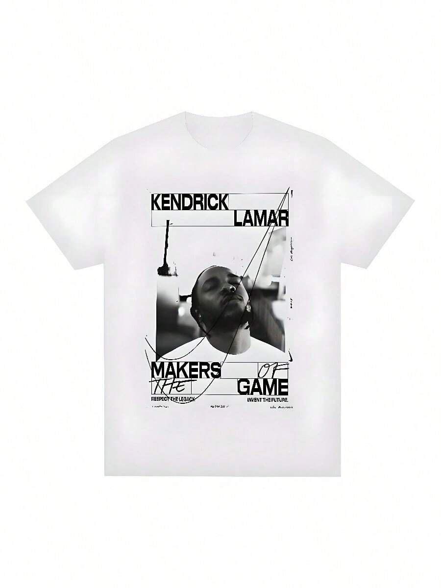 Refreshing Summer Kendrick Lamars Makers Of The Game Pattern Print Summer Luxury Brand Cotton And T-Shirt Short Sleeve Size S~5XL - 白色 - 查看 1
