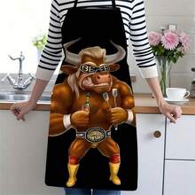1PC Funny Animal And Cute Pet Pattern Printed Apron For Household Kitchen Cooking, Baking, And Barbecue, Suitable For Both Men And Women, Unique And Cool Cooking Accessory, Perfect For Cooking, Baking, And Backyard BBQ - Multicolor - View 17