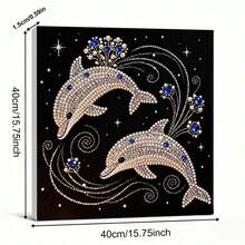 New Pearl Painting Dolphin Playing Theme Frameless DIY Handmade Sticky Diamond Creative Diamond Painting Kit, Suitable For Bedroom Decoration, Living Room Hanging Paintings, Room Decoration, Artwork, Birthday Gifts For Friends, Christmas, New Year, Valentine's Day, Holiday Gifts Full Of Novelty. - Multicolor - View 9
