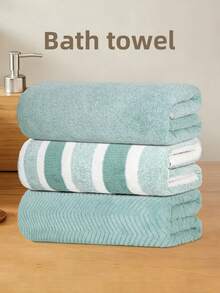 三件套浴巾/三件套毛巾，多种尺寸可选，70*140厘米/27.56*55.12英寸，35*75厘米/13.78*29.53英寸，三种简约时尚款式，速干，适用于浴室、水疗中心、酒店、健身房、游泳池，也是情人节礼物等的理想之选。 - 彩色 - 查看 16