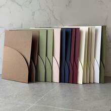 10Pcs Pocket-Style Wedding Invitation Envelope, 5x7 Inches, High-Quality Paper, Suitable For Engagements, Baptisms, Birthdays, And More – Multiple Pockets, Versatile DIY Invitation Envelope, Wedding Gift - Multicolor - View 12