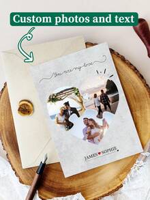 1pc Customized Spring/Valentine's Day Photo Card, "I Love You" Photo Card | Valentine's Day Card | Personalized Card, Couple Gift, Anniversary Card, Gift For Her