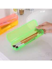 PVC Waterproof Toiletry Bag, Candy Color Toothbrush Case, Portable Transparent Toothbrush & Toothpaste Storage Box For Travel,Room Decor - Multicolor - View 8