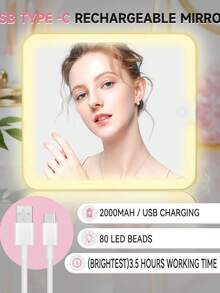 Makeup Bag With LED Mirror Makeup Box Travel Train Case With Rechargeable Lighted Mirror & Adjustable Dividers Cosmetic Brush Organizer Storage For Makeup Artists Gifts For Women And Girls - 西瓜粉 - 查看 6