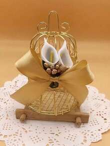 European Style Gold Hollow Iron Bell Wedding Candy Box, Bird Cage Shaped Metal Tin Box, Wedding Supplies & Favors - Multicolor - View 4
