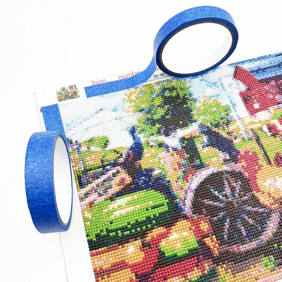 1捲 2cm寬 10m長 DIY鑽石畫防污黏性邊緣膠帶貼紙 鑽石刺繡工具配件 美術素描遮蔽膠帶 - 藍色 - 查看 1