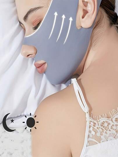 1pc Gray V-Shaped Face Strap, For Snoring, Face Lifting And Wrinkle Reduction - Breathable Pre-Shaped V-Design, Comfortable For Sleeping, Exercise, TV Watching - No Chin Strap Gel Strips Needed