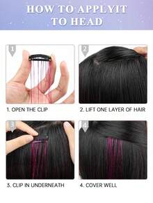 6pcs Green Glitter Hair Tinsel Set, 22 Inch/56cm Stylish Long Straight Synthetic Hair Tinsel With Clips, Suitable For Parties And Holiday Gifts - Green - View 6