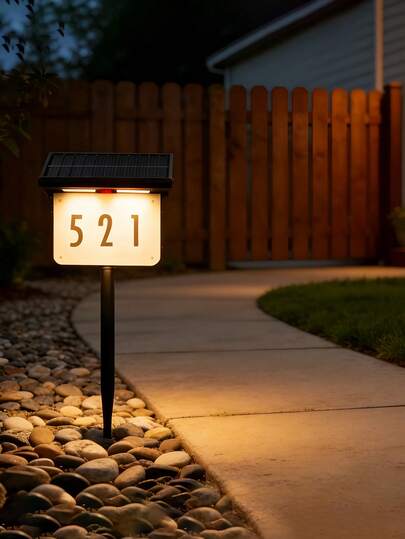 Solar-Powered LED Address Sign Light With 3 Color Temperatures (Cool, Warm, Warm White) - Outdoor Wall-Mounted Address Number Display, Solar Night Light, Suitable For Home, Street, Driveway, And Garden Decoration - Easy To Install, Outdoor Solar Light