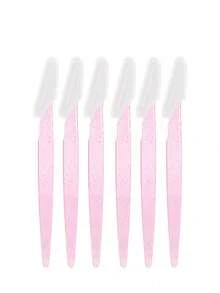 12件/6件/1件/套亮粉色女士专用理发器 - 亮粉色理发器、眉刀、面部剃刀、去角质刮刀，长柄设计，配有精密保护套，不锈钢保护网刀片带盖，可重复使用和清洗，适合初学者修眉和面部毛发修剪。 - 彩色 - 查看 11