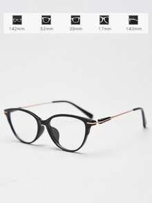 1副女士复古变色眼镜，猫眼框，透明镜片，时尚眼镜，PC和合金材质，小巧窄框，女士简约全框PC镜片眼镜，四季皆宜