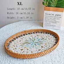 1个波西米亚风格编织贝壳水果托盘 - 装饰首饰和茶叶收纳盒 - 黃色 - 查看 13