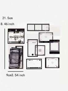 1pack/20pcs Black & White Film Photography Frame Diy Stickers Back To School - Multicolor - View 4
