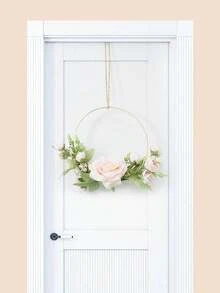 A Floral Wreath Wall Hanging; Wedding Decoration, Valentine's Day Ambiance Gift, Children's Room Wall Decoration; Stylish Living Room, Bedroom, And Festive Decor Piece; Creative Wall Decoration; Bamboo Ring Flowers; Suitable For Home Decor, Bedroom Decoration, Or As A Gift. - Multicolor - View 5