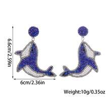 1 Pair Whale Rice Bead Pearl Earrings - Niche Handmade Rice Bead Pearl Blue Purple Gradient Earrings, Handcrafted Exquisite Women's Fashion Jewelry - Multicolor - View 9