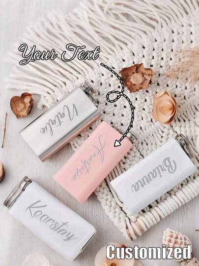 1pc Customized Stainless Steel Wine Flask, 140ml Portable Wine Bottle, Valentine's Day Gift, Personalized Mini Wine Bottle, Customizable Wine Flask Gift, Can Customize Your Name And Personalized Text, Multiple Colors Available, High-Quality Customization, Unique Gift For Her, Him, Father, Mother, Sibling Or Friend.