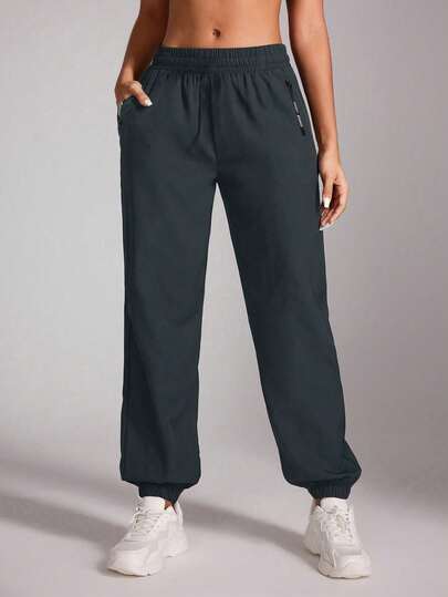 1pc Teen Girls Versatile Solid Color Casual Sports Outdoor Long Pants, Spring/Autumn (Actual Size Runs Small, Suggest Ordering One Size Up Based On The Image)